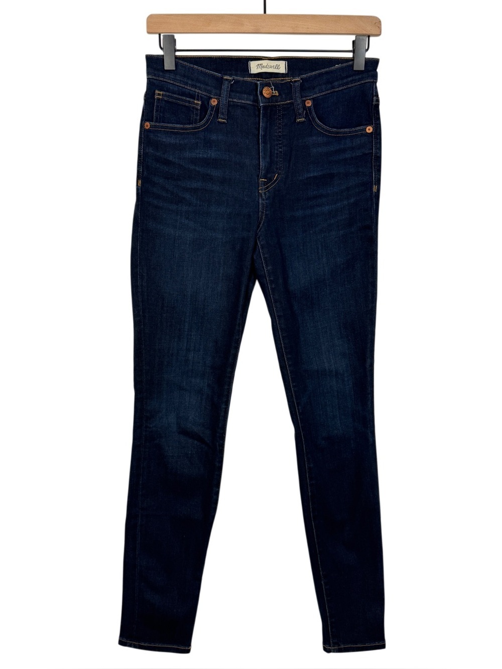WJ214 {Madewell} 9" High Rise Skinny Dark Blue Denim Jeans